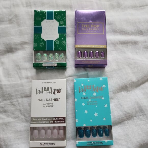 Red Aspen Other - Red Aspen Nail Dashes Lot 4 Sets Manicure In A Dash Green, Purple, White, Blue